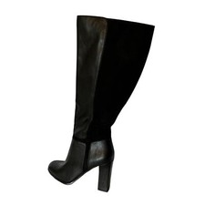 Nine West Black High Heeled Leather Suede Tall Boots 8.5 Dress Booties Classy