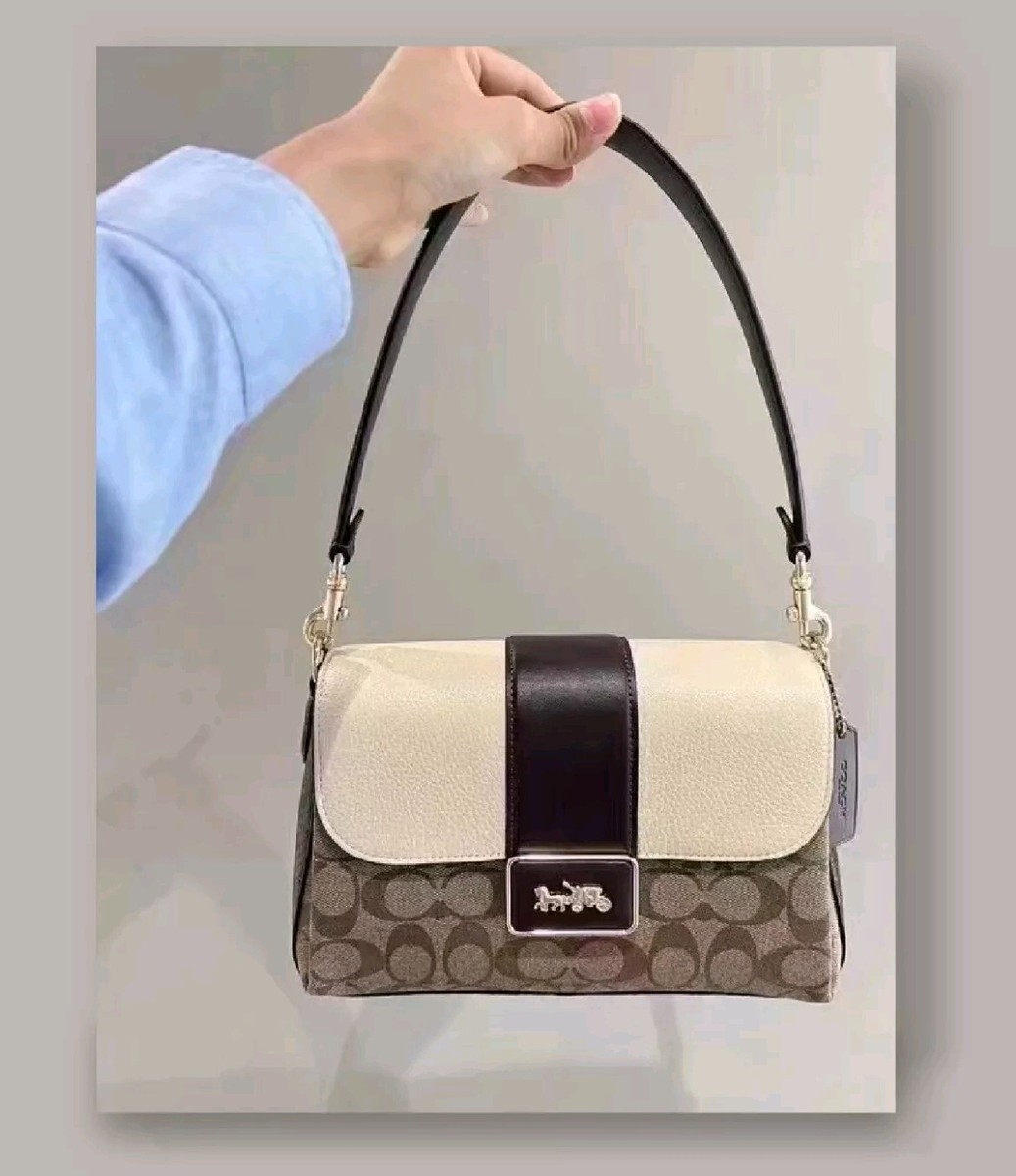 New COACH Grace Shoulder Bag CC066 In Leather Canvas & Snakeskin