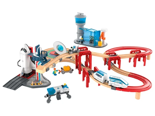 Playtive Holz-Eisenbahn-Set Weltraumstation, 67-teilig - B-Ware gut