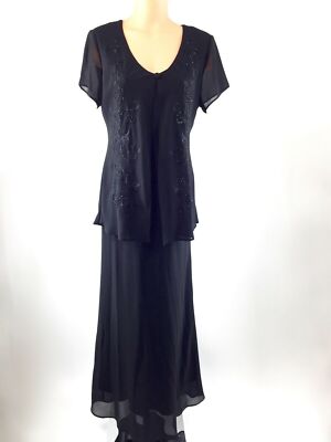 Jessica Howard Embroidered Beaded Top Evening Gown Dress 14