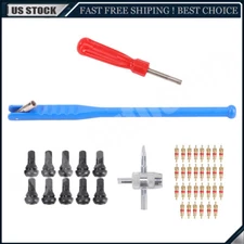 43x Kit Valve Stem Installation Remover Repair Tool Puller Car Tire Plug Core US