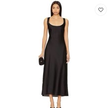 Show Me Your MuMu Serenade Slip Dress in Black Luxe Satin Size XS