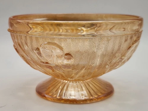 Vintage Jeanette Iris and Herringbone Marigold Glass Sherbet Bowl