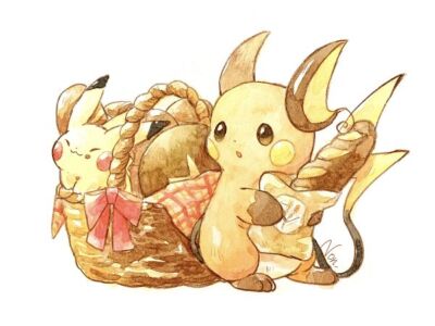 Anime pok mon pikachu raichu basket bread color Stitched Gaming Mat Desk