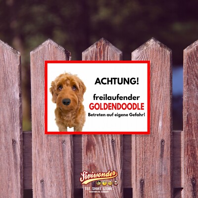 Hundeschild 'Willkommen Zuhause' Für Goldendoodle-Besitzer – Wetterfestes Alu-Schild 20x14 Cm