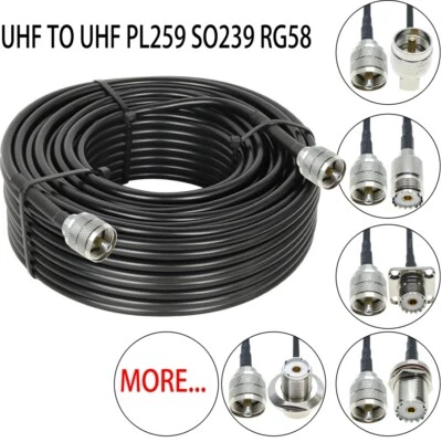 RG58 UHF Male Female PL259 SO239 connector Lot RF Coax Jumper Coaxial Cable - Image 1 of 4