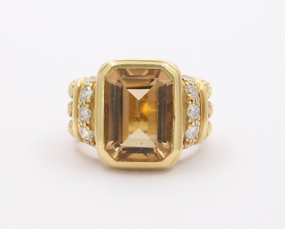 Vintage 18K Yellow Gold Judith Ripka Citrine Diamond Ring - Main Image