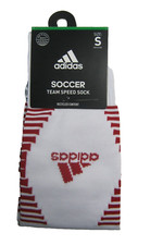 Adidas Team Speed Soccer OTC Socks Size S White/Red 1 Pair For Youth Shoe 13C-4Y