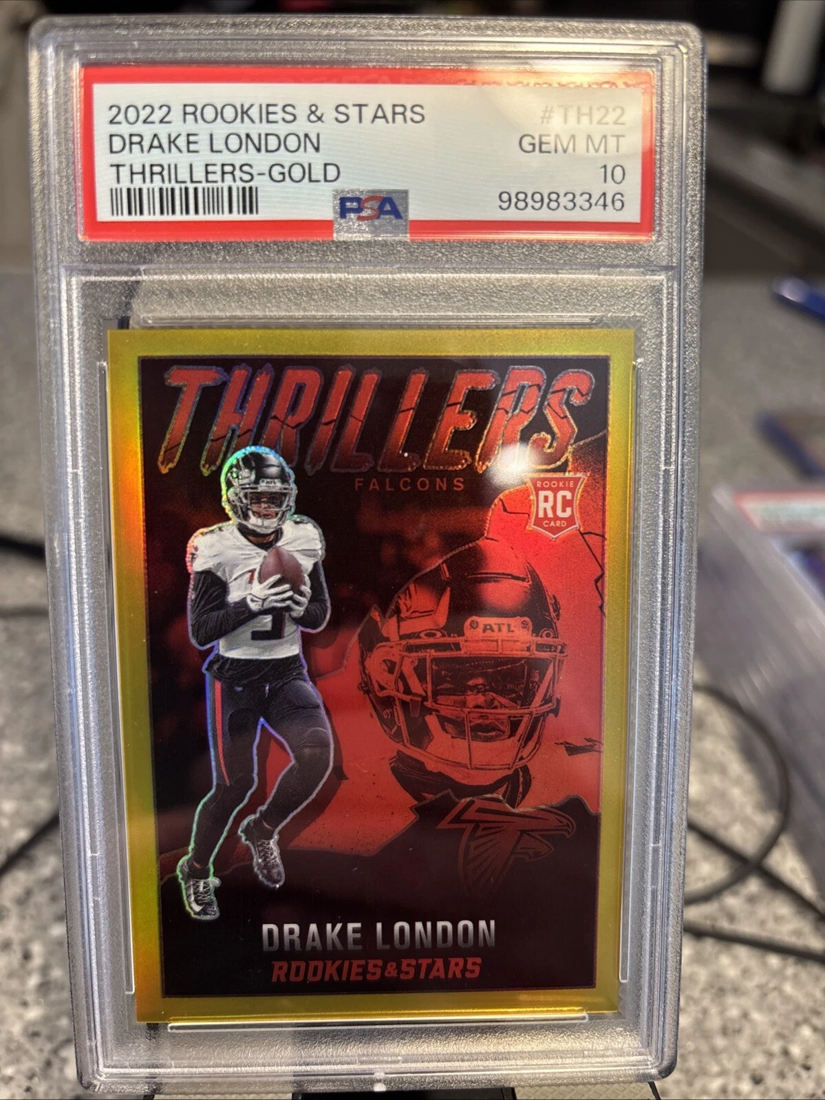 Drake London Panini Rookies & Stars Thrillers #TH22 Gold