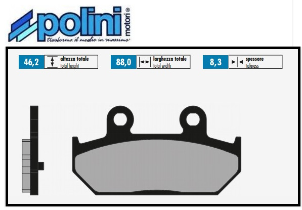 Plaquettes de frein arrière Polini organiques pour scooter Suzuki Burgman 400 et 600