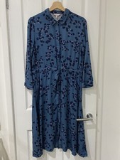 Joules Winslet Teal Blossom Long Sleeve Shirt Dress UK12