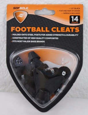 NEW Sof Sole Football Cleats - 1/2'' Black - 1 Pkg of 14 Cleats - Wrench Included