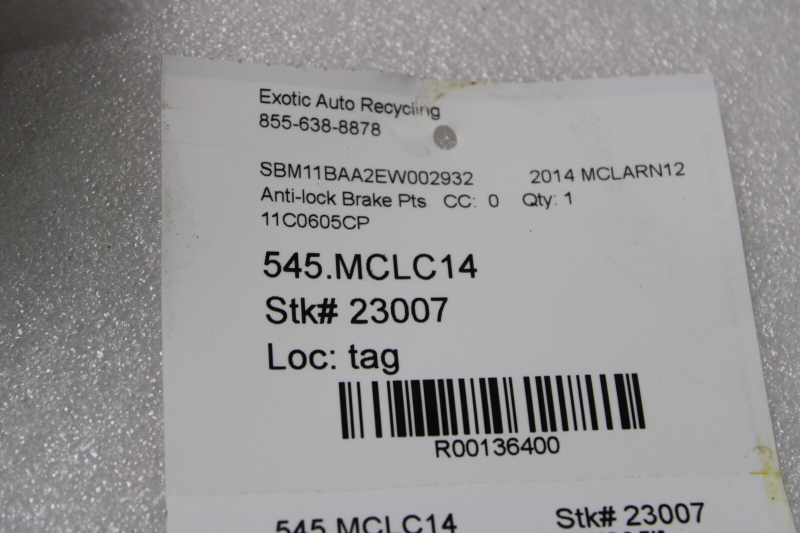 Mclaren MP4-12C, Anti-Lock Brake Control Unit, Used, P/N 11C0605CP