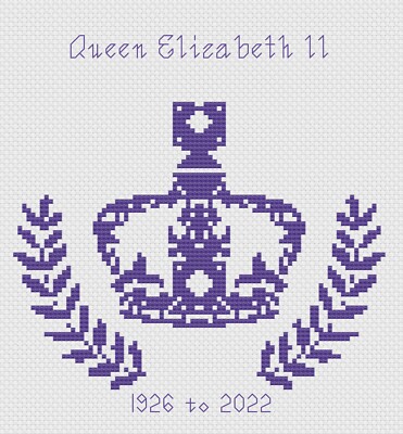 HM Queen Elizabeth II Memorial Cross Stitch Kit - Crown by Florashell