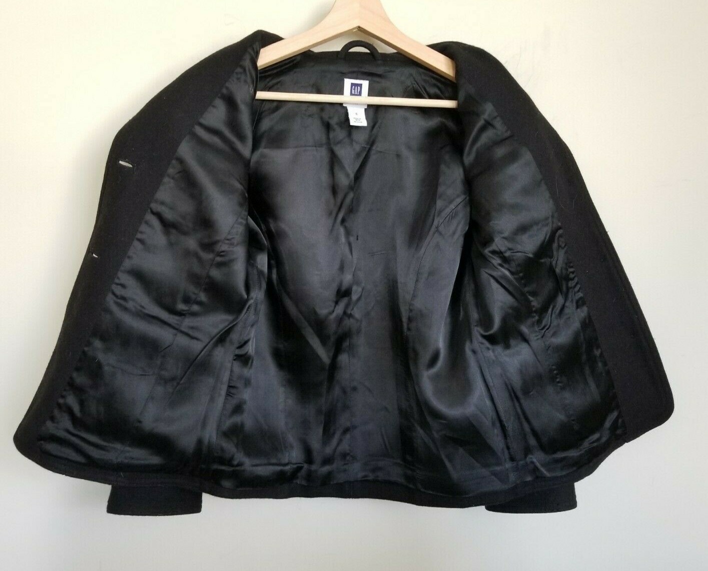 GAP Jacket Black Wool Collared Button Front Flap … - image 3
