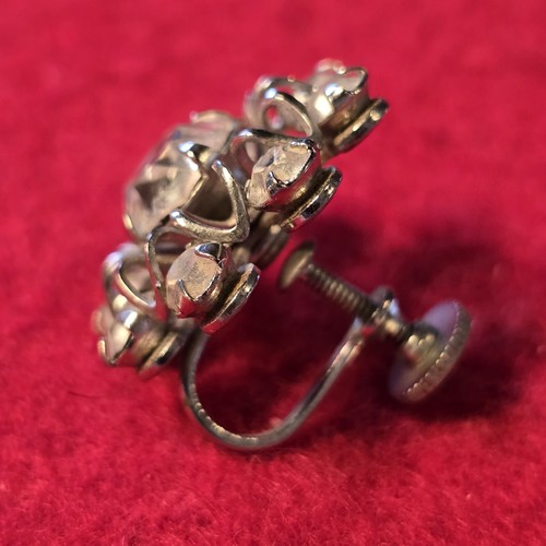 Screwback Earrings 10K WGF Rhinestone Cluster Prong Set Open Back Vintage - Picture 2 of 4