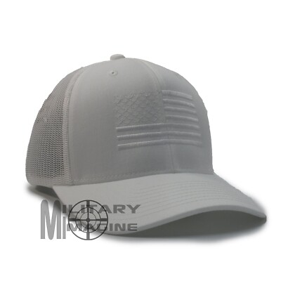 American Flag hat White cap Trucker Mesh Tactical Operator Military  Snapback