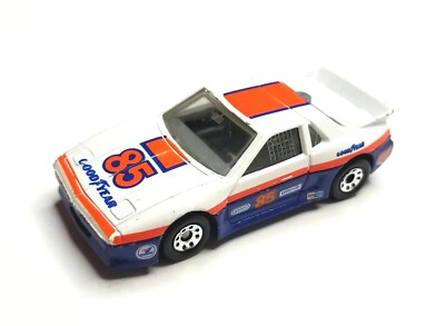 Vintage Matchbox Pontiac Fiero 85 Goodyear White Blue Orange 1985 Widebody