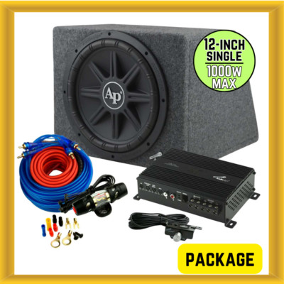 Audiopipe Bass Package Single 12  Subwoofer Enclosure w/ Amplifier & Wiring Kit