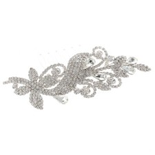 Silver Tone Metal Hair Comb With Rhinestone H3967-SCRY