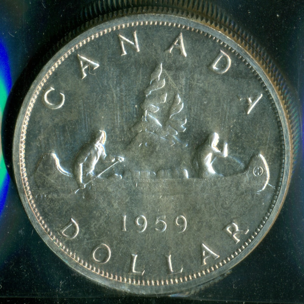 1959 Canada Queen Elizabeth II Silver Dollar, ICCS Certified PL65