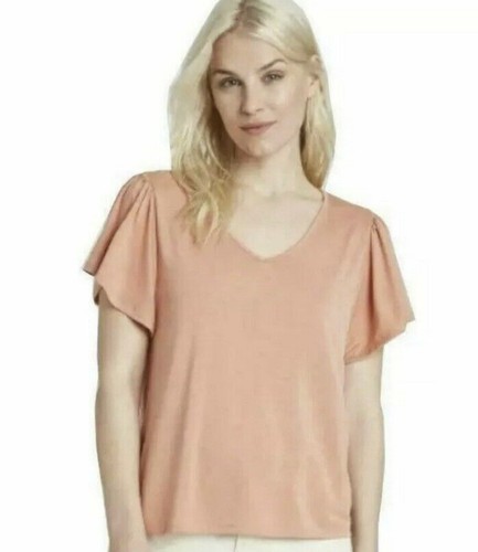 Neu mit Etikett A New Day Damen Coral Schmetterling Kappe Ärmelbluse Größe Small - Bild 3 von 4
