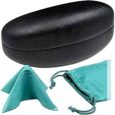 Large Hard Sunglasses Case fits Large to Extra Large curved Smooth Black