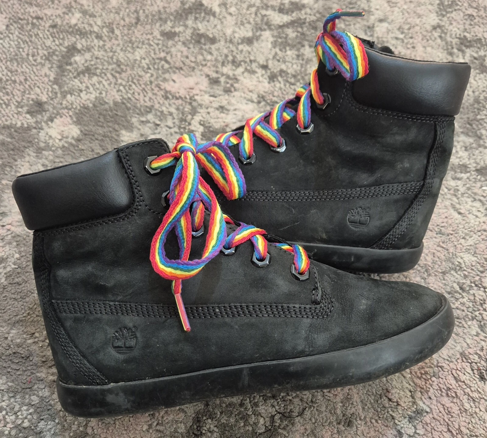 Stivali da combattimento Timberland Eden Square donna UK 4 neri nabuk stringati alla caviglia