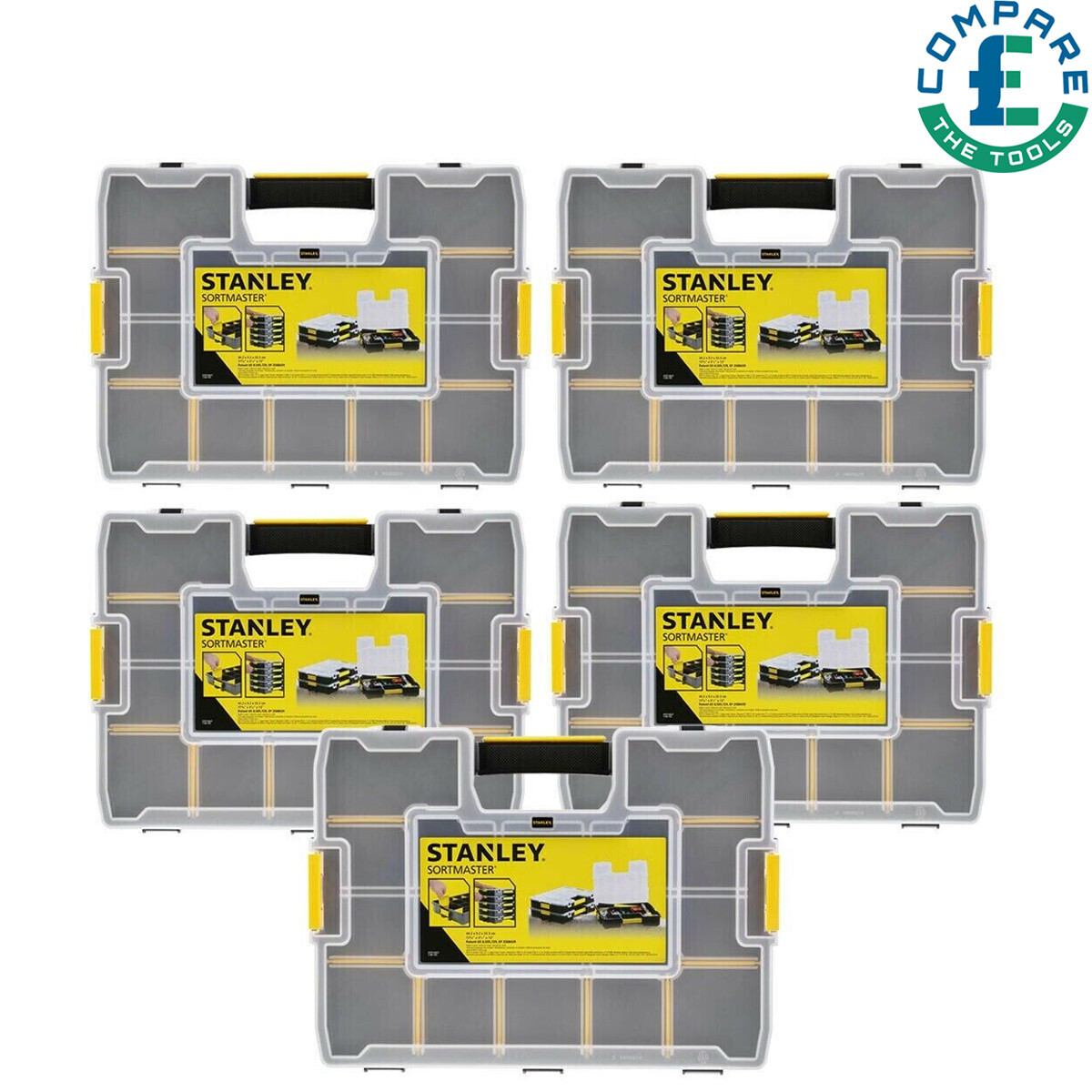Stanley 1-94-745 Sortmaster Tool Organiser Screws Nails Storage Case Pack of 5