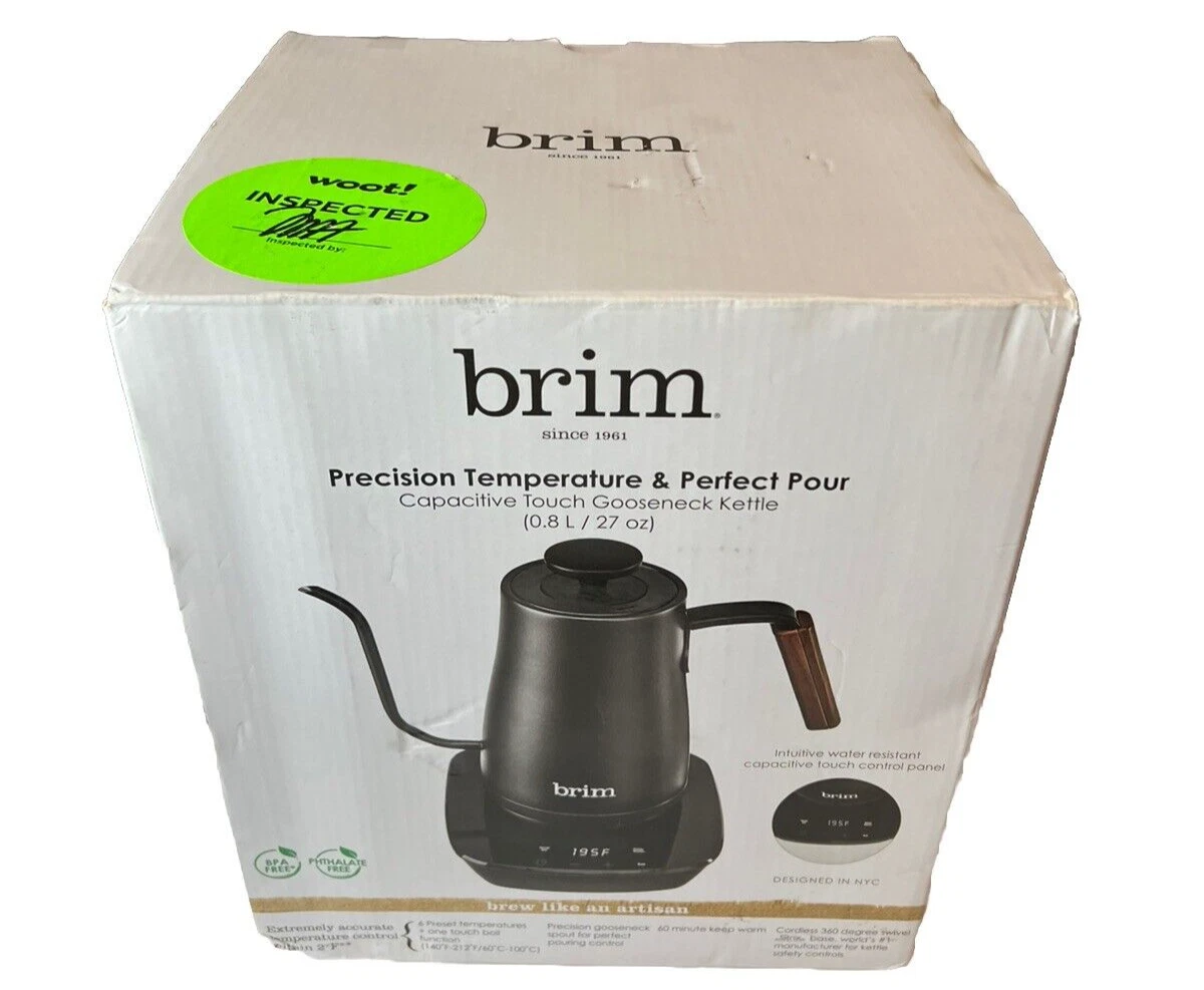 Brim Temperature Control Electric Gooseneck Kettle with Capacitive Touch Black
