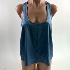 Victoria  s Secret Satin Racerback Tank Top Sleepwear w/ Logo Blue Size M NWT
