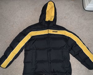 supreme stripe panel down jacket