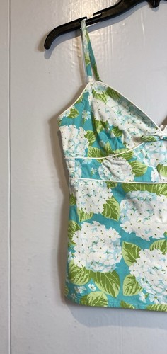 Y2K Vintage Rampage Cami Tank Top Size M Blue White Floral Empire Waist Spring - Picture 5 of 22