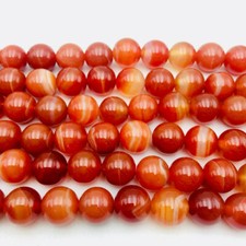 2.0mm Red Stripe Agate Smooth Round Beads 6mm 8mm 10mm 15.5" Strand