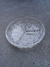 Crystal 3 Sectional Vintage Pattern Glass Candy Dish