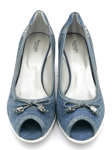 Scarpe Nero Giardini n° 40 donna zeppa decolletè spuntate in pelle nabuk avio - Foto 3 di 5