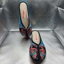Hand Embroidered Women's Summer Shoes Home Slippers Casual Soft Slippers Sz 6.5