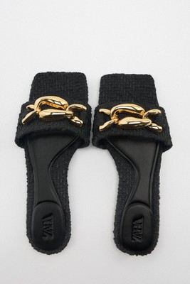 zara chain flat sandals