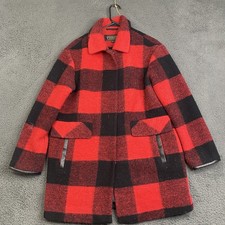 Pendleton Coat Women s Medium Wool Blend Buffalo Plaid Snap Front Crest Patch