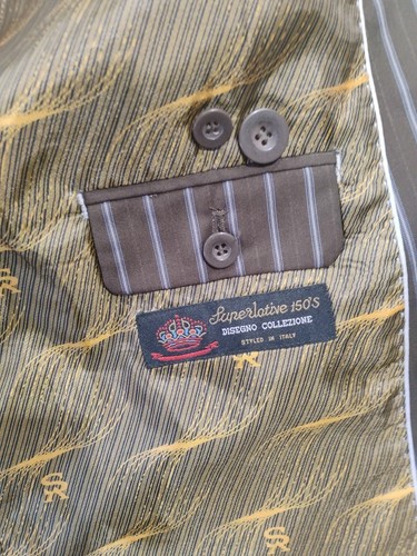 Stacy Adams Superlative 150er Retro Herren 48L 42W Full 3 Set Anzug braun gestreift - Bild 11 von 22