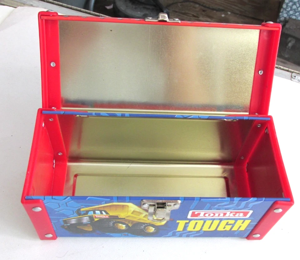 Caja de herramientas Tonka 2004 lata, aunque tipo Tonka camión lata Tonka juguetes mango de madera Foto 3 de 4