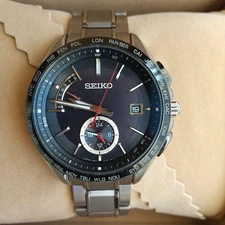 SEIKO GPS SOLAR Watch Brightz SAGA241 Black Analog Date Time Zone