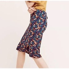 Maeve Print Pencil Skirt Turquoise Geometric Patterns Lined Colorful Career M