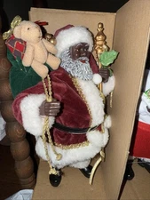 New African American Black Santa Claus 12” figurine Doll Display Christmas Toy