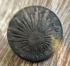 1854/44 Mexico 2 Reales Rare Overdate GC Assayer Guadalupe y Calvo Silver Error