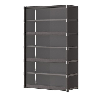 7 Tier Shoe Rack Organizer with Lid Storage Containers Bin for Bags  (Black)