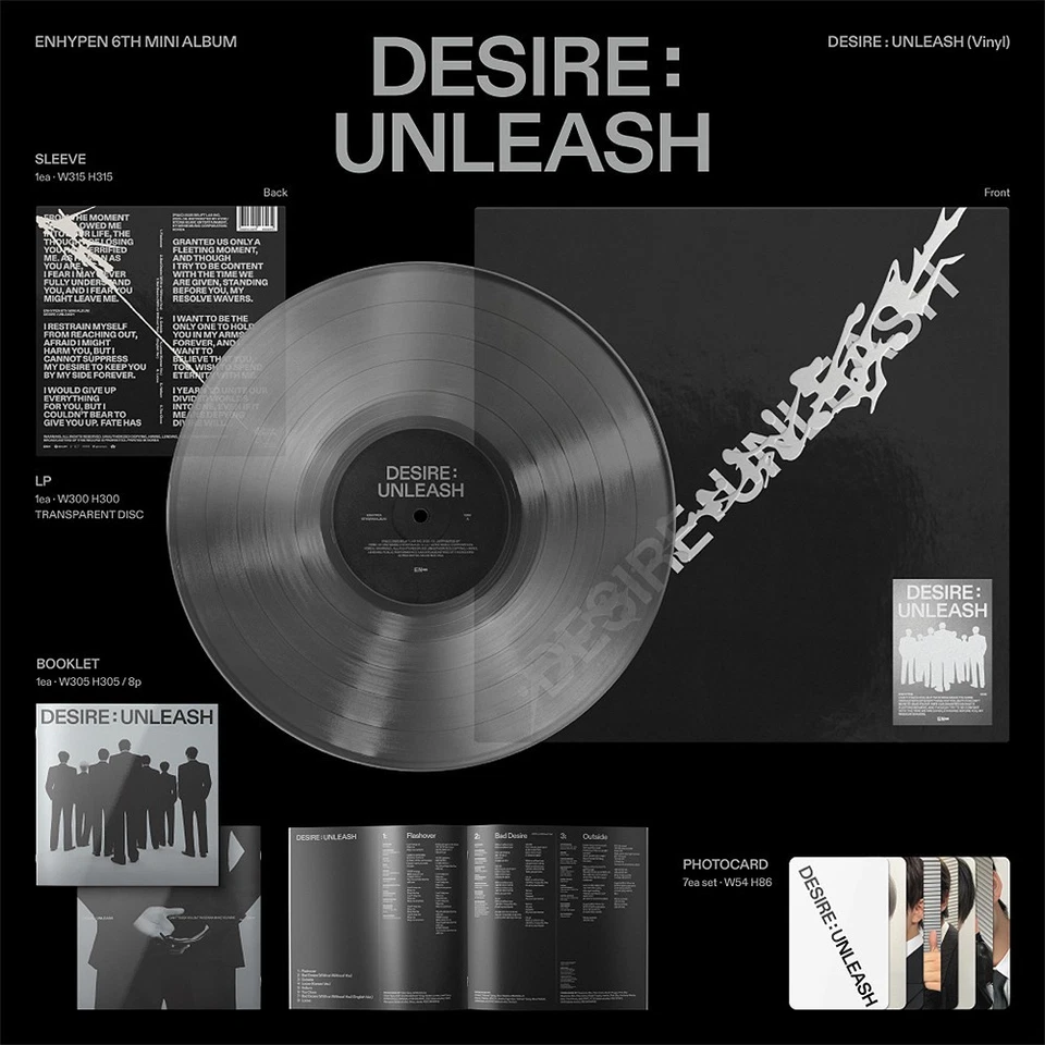 ENHYPEN DESIRE:UNLEASH 6th Mini Album VINYL(LP) Ver w/ Booklet+7 Photo Card+GIFT - Image 3 of 4