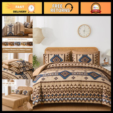 King Size Brown Comforter Set, 7-Piece Boho Aztec Bedding, Cozy Home Decor
