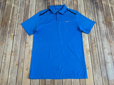 Nike Golf Dri Fit Tour Performance Polo Shirt Blue Grey Swoosh Men  s Size M