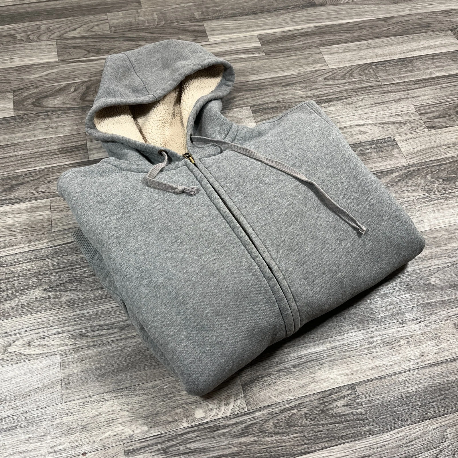 EDDIE BAUER Full Zip Up Thermal Gray Hooded Sweatshirt Hoodie Men’s Size XL